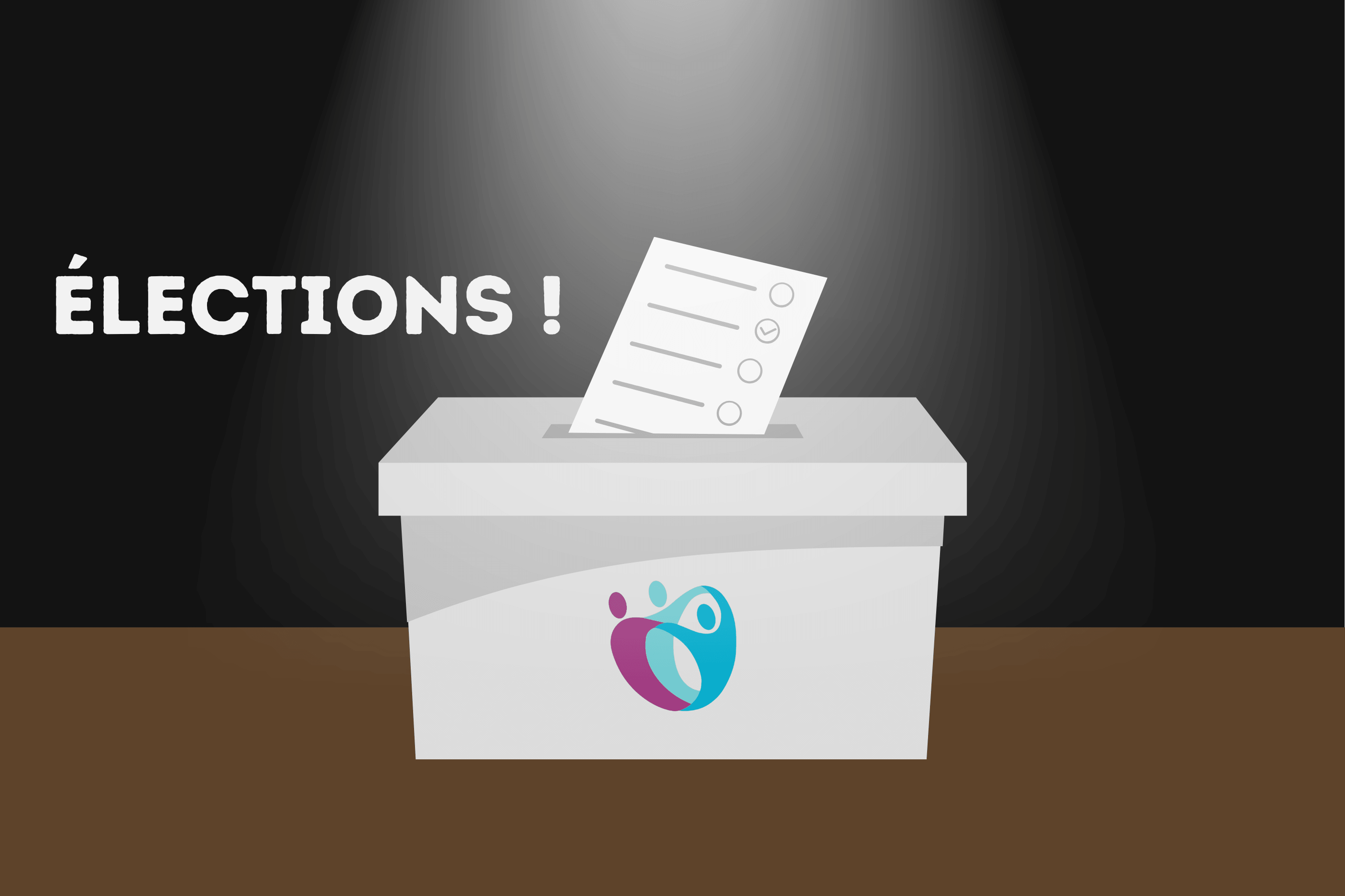 Illustration avec une urne et un bulletin de vote